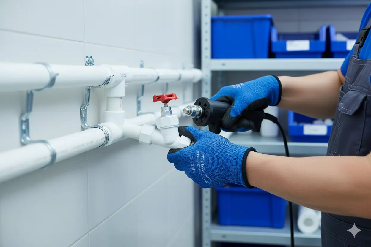 نصب شیر فلکه 45 درجه تک لایه